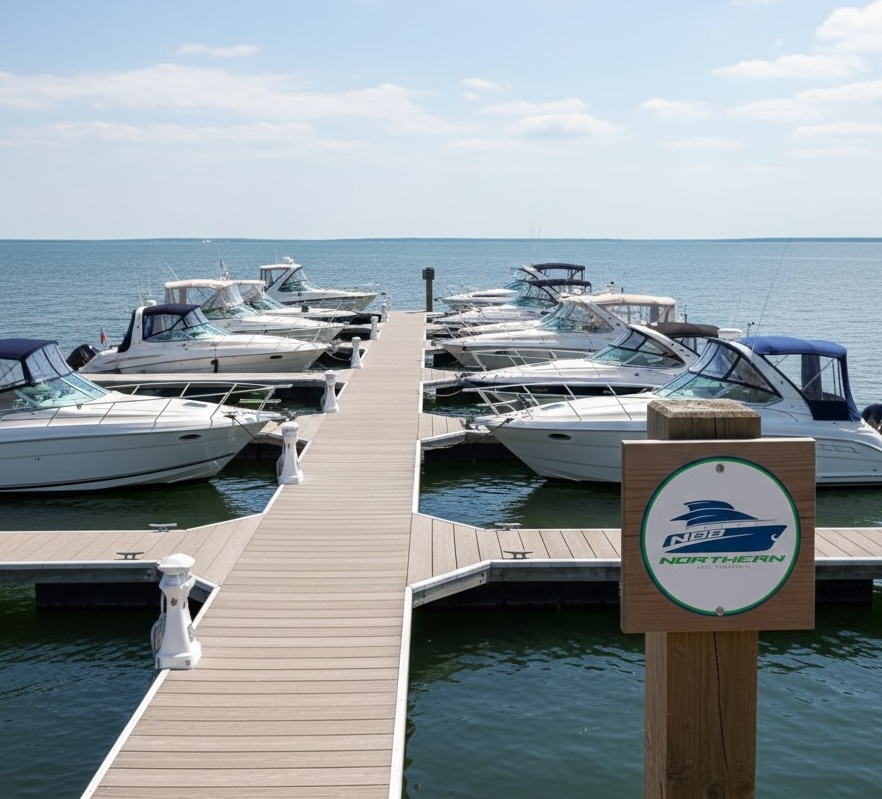 Northern Boat Brokerage riverfront office in Cleveland Ohio City showing easy boat access and broker availability.